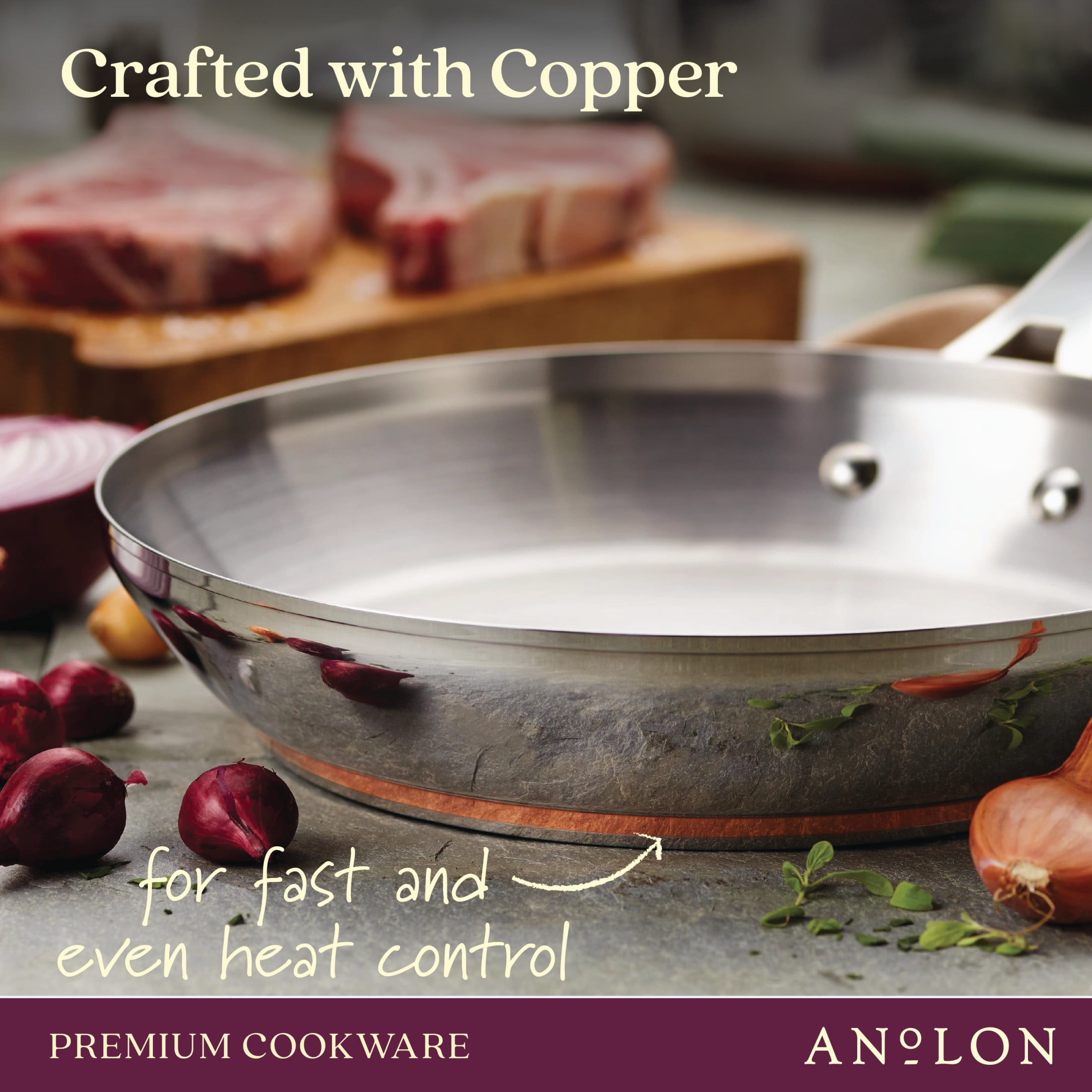 Anolon Nouvelle Copper 3.5-Qt. Stainless Steel Covered Saucepan