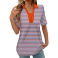thumbnail image 2 of YHAJDS Polo Shirts for Women Short Sleeve Collared Striped Print Casual Fashion Top Blouse, 2 of 5
