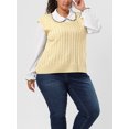thumbnail image 2 of GRACE & GRANDEUR Women's Plus Sweater Vest V Neck Solid Plaid Knit Vests, 2 of 6