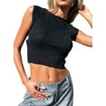 thumbnail image 2 of hirigin Women Fashion Knitted Tank Tops Solid Color Sleeveless Backless Vests Summer Slim Fit Crop Tops Streetwear, 2 of 9