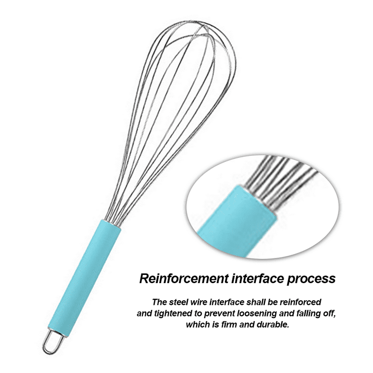 Webake 8 inch and 10 inch balloon nonstick egg beater silicone whisk with  stainless steel handle,Set of 4