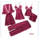 thumbnail image 3 of Pijama sexy europeo y americano de cinco piezas para mujer, vestido de novia de manga media de verano, camisón de noche de talla grande multicolor de varios tamaños para el hogar, 3 of 5