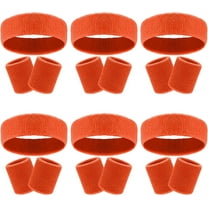 18 Pcs Sweatbands Headband Wristband Set Colorful Striped Terry Cloth Sports Athletic Gym 80s Sweat Headbands Wrist Bands (Orange)