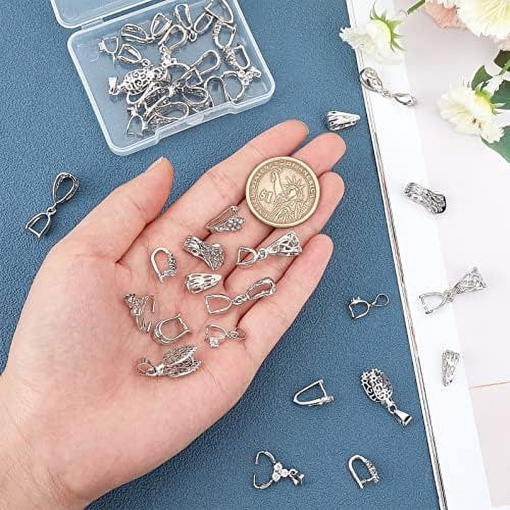 5 pcs BRASS ICE PICK Pinch Bails for pendants, Platinum, Size: about 9 mm  wide, 25 mm long - handmade jewelry beads