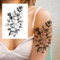 thumbnail image 3 of Pegatinas de tatuaje de flores de color negro, flor brillante, rosa, tatuaje de flores para el brazo, 3 of 7