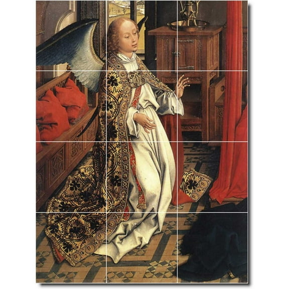 Ceramic Tile Mural-Rogier Weyden Angels Floor Tile Mural 30. 12.75" w x 17" h using (12) 4.25 x 4.25 ceramic tiles