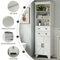 thumbnail image 3 of IDEALSOUL Tall Storage Cabinet, 72" Farmhouse Bathroom Storage with 2 Drawers, Adjustable Shelves & Barn Door, Cabinet for Bathroom, Living Room, Kitchen, White, 3 of 9