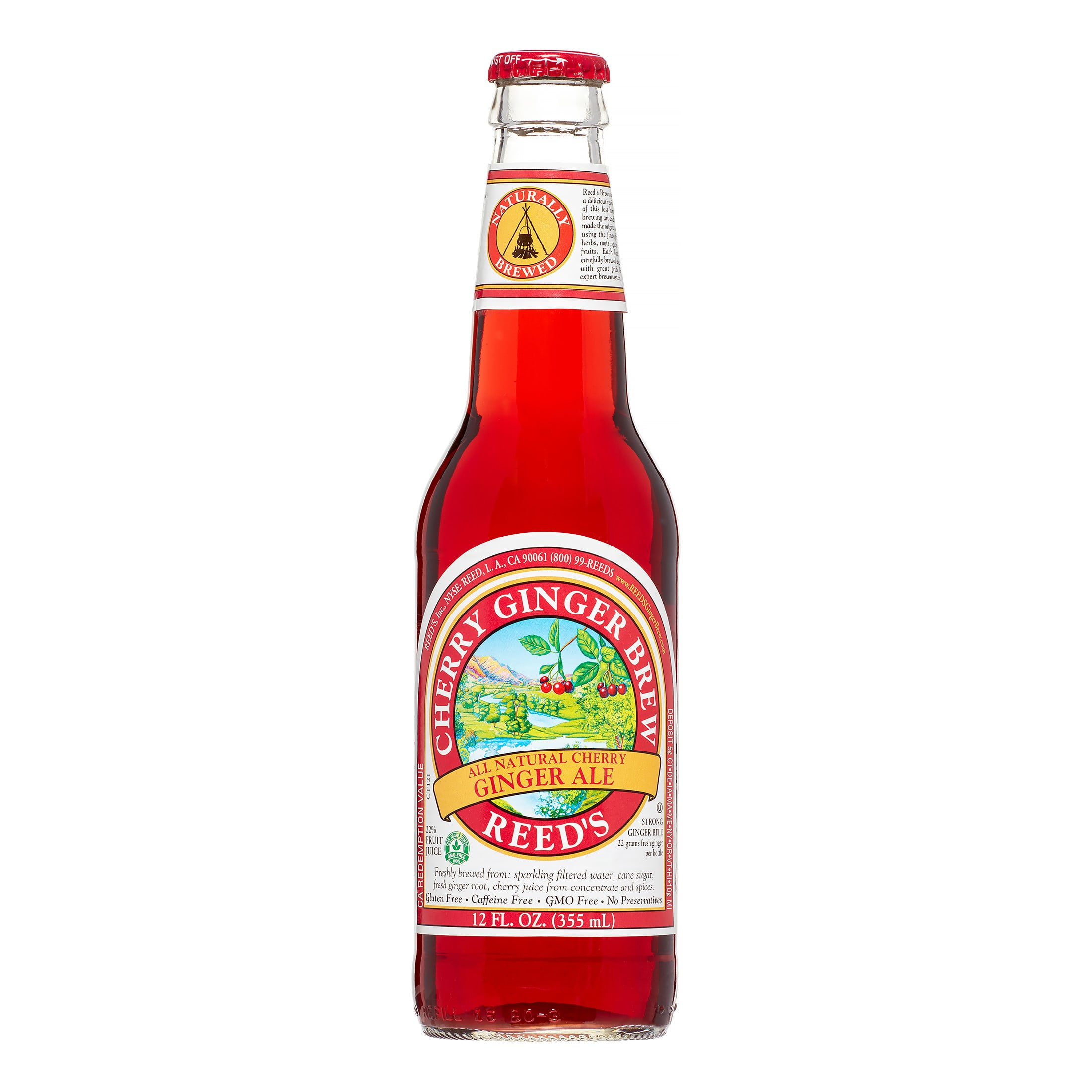 Reed's Soda, Cherry Ginger Brew, 12 Fl Oz, 4 Ct