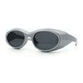 thumbnail image 4 of Oval Geometric Dimensional Diamond Cut Bevel Plastic Sport Sunglasses Silver - Black, 4 of 8