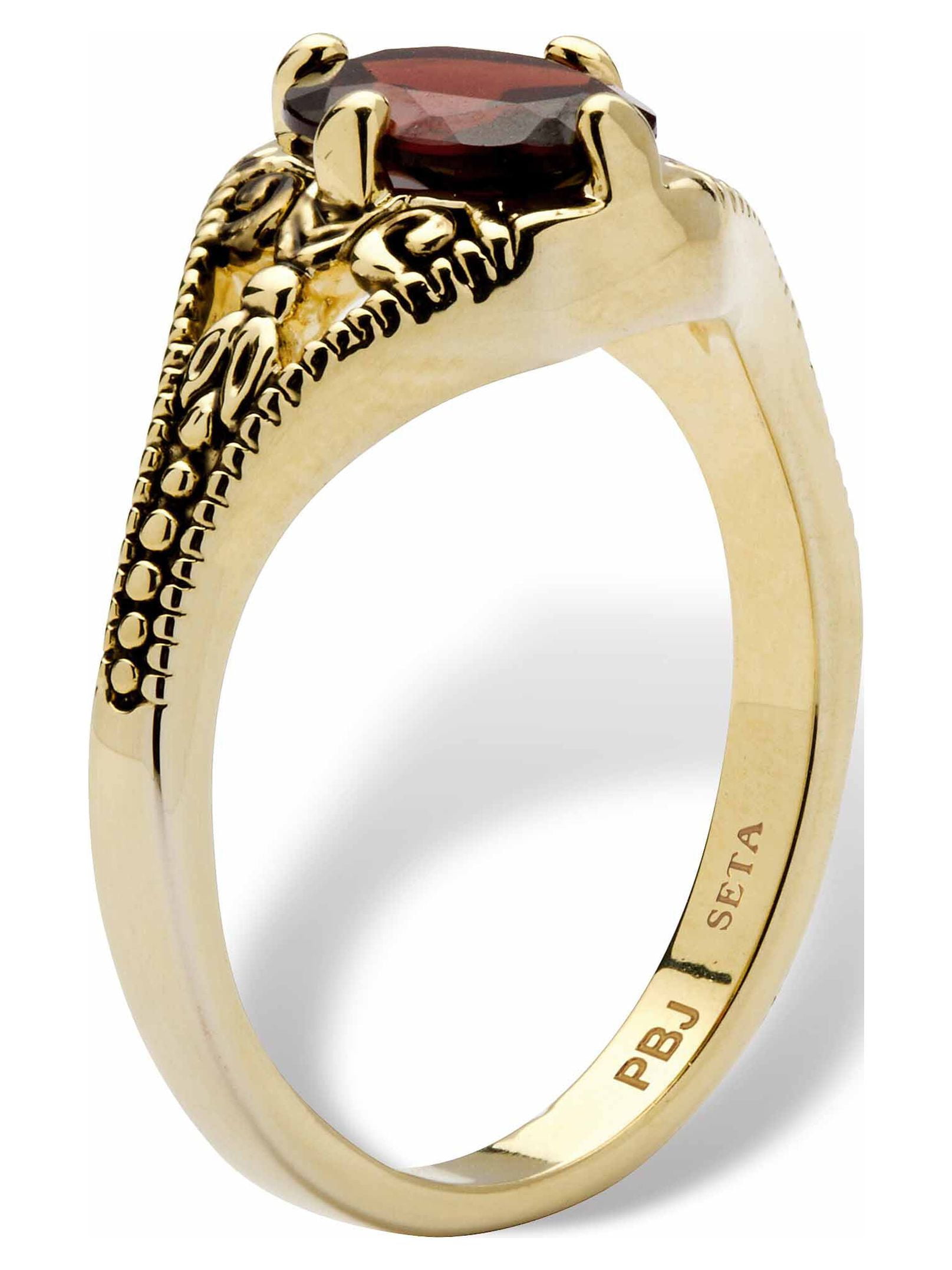 PalmBeach Jewelry Oval-Cut Genuine Garnet Vintage-Style Ring 1.40 TCW Yellow Gold-Plated