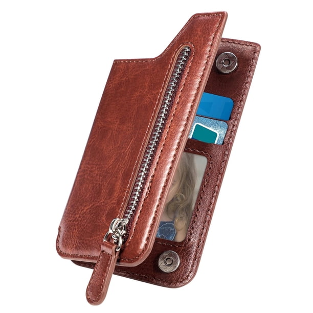 Baúles de almacenamiento, tarjetero adhesivo multifuncional para teléfono, tarjetero para teléfono móvil, funda para tarjetas, tarjetero con cremallera, tarjetero de cuero con adhesivo en la parte pos