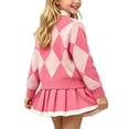 thumbnail image 5 of Mifsaly Toddler Girls 2 Piece Knit Outfit Sets Fake Two-Piece V Neck Sweater and Knit Pleated Skirts Kids Warm Fall Winter Clothes, 5 of 5