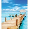 thumbnail image 3 of Ambesonne Pier Duvet Cover Sets, Tropic Seascape Wooden Jetty, 2-King, Pale Sky Blue Sand Brown, 3 of 7