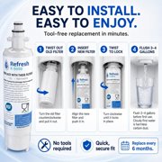Refresh R-9690 3-Pack Refrigerator Water Filter Replacement for LG LT700P, ADQ36006101, Kenmore 46-9690, ADQ36006102, LT700PC, NSF/ANSI 42, 6-Month