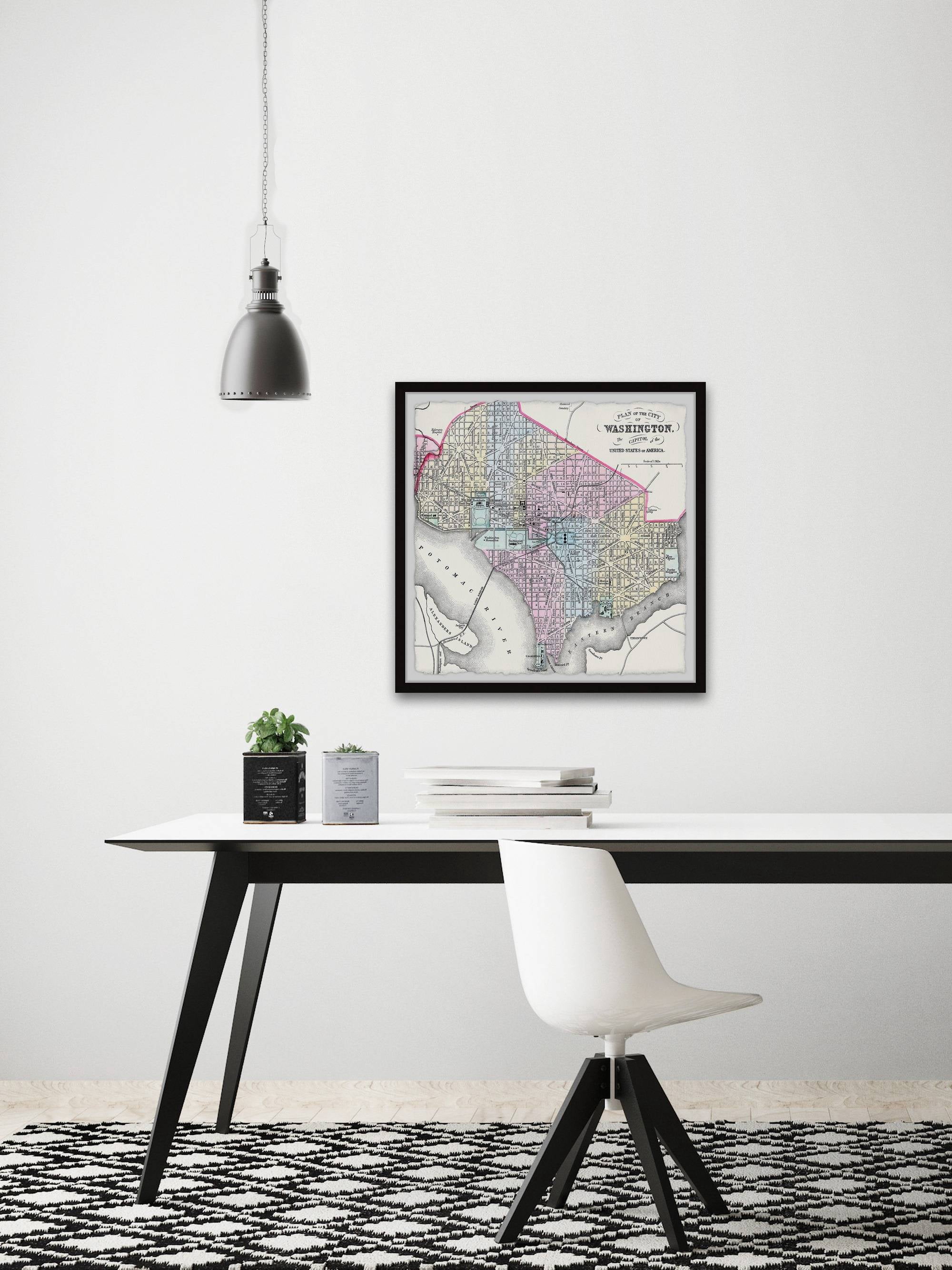 Marmont Hill Washington Colored Outline Framed Wall Art