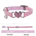 thumbnail image 2 of Miaocao Heart Bling Cat Collar with Safety Belt and Bell Adjustable 8-10 inches for Kitten Cats (Black+Pink), 2 of 6