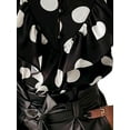 thumbnail image 4 of DYMADE Women Polka Dot Print Long-sleeved V-neck Blouse, 4 of 4
