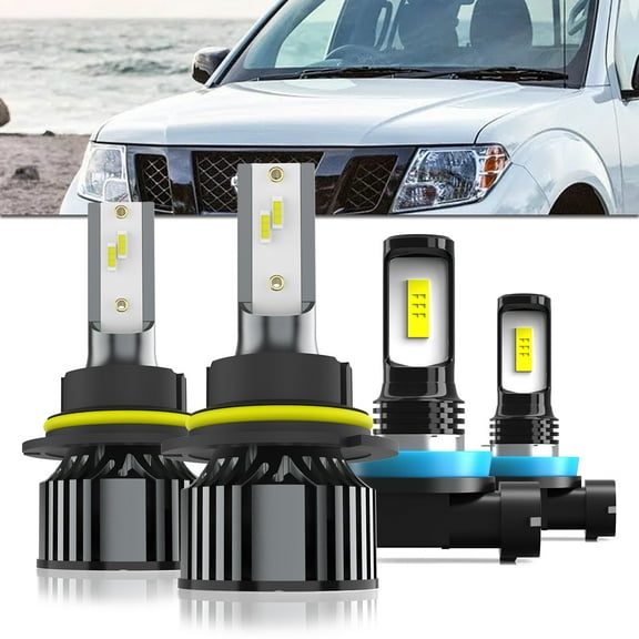 LECCIBUB LED Headlight Bulbs License Plate Lights Compatible With Nissan Frontier 2005-2019,9007 High Low Beam  H11 Fog Lights License Plate Lights, 6500K White Light, Pack of 6