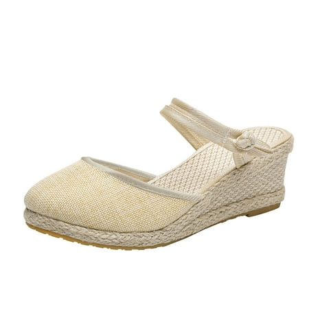 

Sandals Women Wide Width Comfortable Fashion Solid Color Summer Weave Comfortable Wedges Shoes Beach Round Toe Breathable Sandals Shoes For Women Dressy Low Heel
