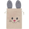 thumbnail image 2 of CoreLiving Easter Burlap Bunny Tote Bags for Egg Hunt Treats Basket Bulk Woven Rabbit Design Gift Sack with Handles Large Storage Container for Candy Filled Eggs Spring Party Favor 1-Pack, 2 of 7