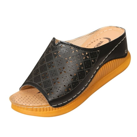 

ASEIDFNSA House Slippers for Women Wedge Sandals for Women Size 7 Hollow Stitching And Platform Women S Peep Toe Shoes Ladies Sandals Summe Fashion Spring Roman Women S Sandals