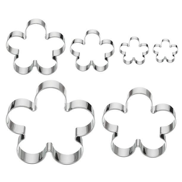 1 Set Cortador de Galletas en Forma de Flor, Herramienta de Fondant para Hacer Galletas en Casa Tono Plateado