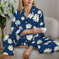thumbnail image 6 of Uemuo Daisies Flowers Pattern Womens Pajama Sets,PJ Set for Women,Pajamas for Women Logo,Long Sleeve Pajama Set for Women,Soft Long Sleeve Top With Pants-Medium, 6 of 9
