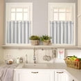 thumbnail image 4 of Blue Stripes Kitchen Curtains and Valances Set, Rod Pocket Curtains Tier Farmhouse Window Curtains 36 Inch Length, Modern Minimalism Geometric Line Rustic 3 Piece Kitchen Curtains Set, 4 of 6
