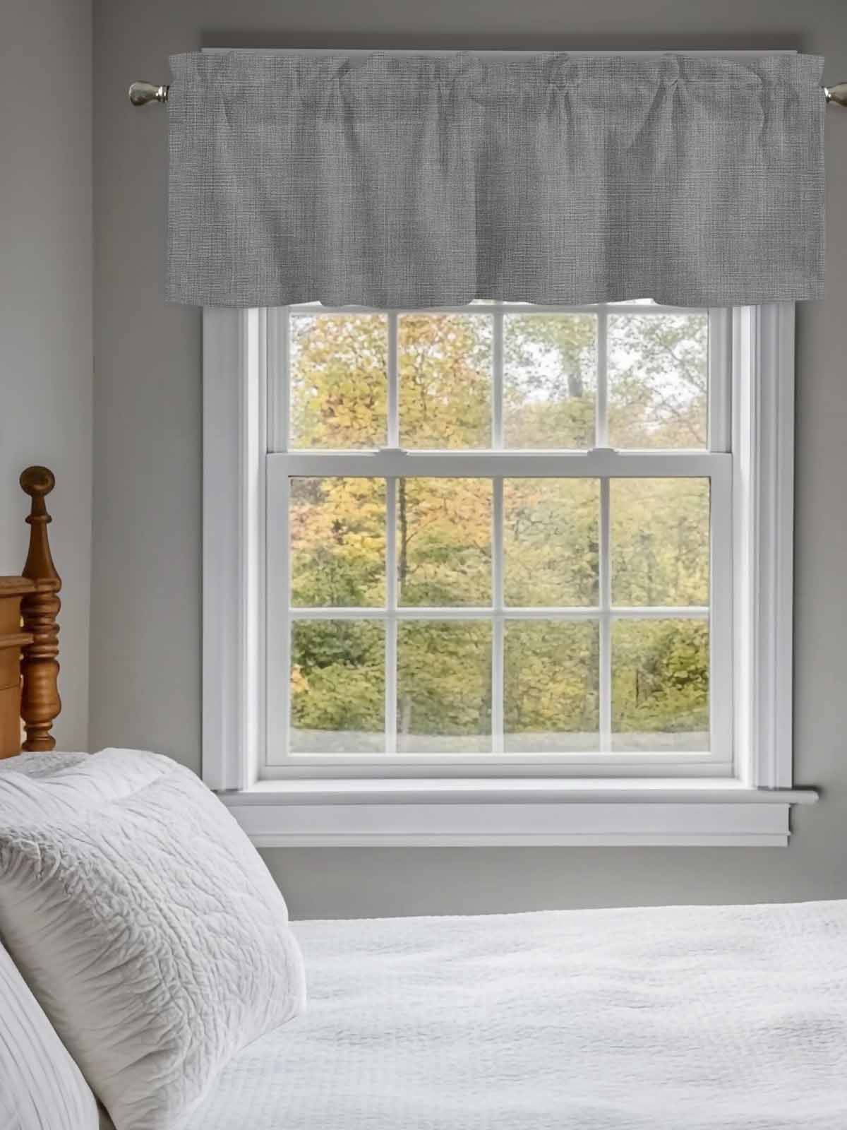 Valances for Windows Dark Grey Linen Rod Pocket Cafe Window Treatments Valance Curtains for Kitchen Bathroom Laundry Basement Windows 60"x18"