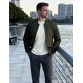 thumbnail image 5 of WenVen Men's Bomber Coat Spring Jacket Windproof Work Utility Outerwear Army Green M, 5 of 12