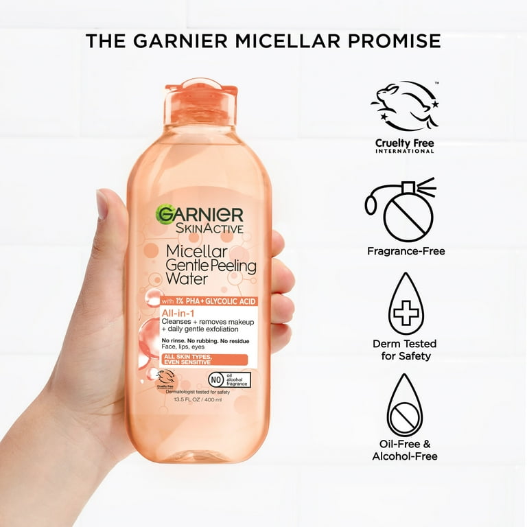 Garnier SkinActive Micellar Gentle Peeling Water Facial Cleanser, 13.5 fl oz