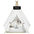 thumbnail image 1 of Tipi para mascotas para gatos y perros, tienda tipi portátil con cojín grueso para gatos o perros pequeños, casa para perros lavable con pizarra, cama interior para mascotas para cachorros, conejos, 1 of 6