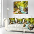 thumbnail image 3 of Designart River in Green Autumn Forest - Landscape Painting Throw Pillow - 18x18, 3 of 5