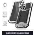 thumbnail image 3 of for iPhone 13 Pro Max Case,Aluminum Metal Silicone Built-in Kickstand Shockproof Military Heavy Duty Sturdy Protector Cover Rugged Metal Hard Case for iPhone 13 Pro Max 6.7 inch(Silver), 3 of 8