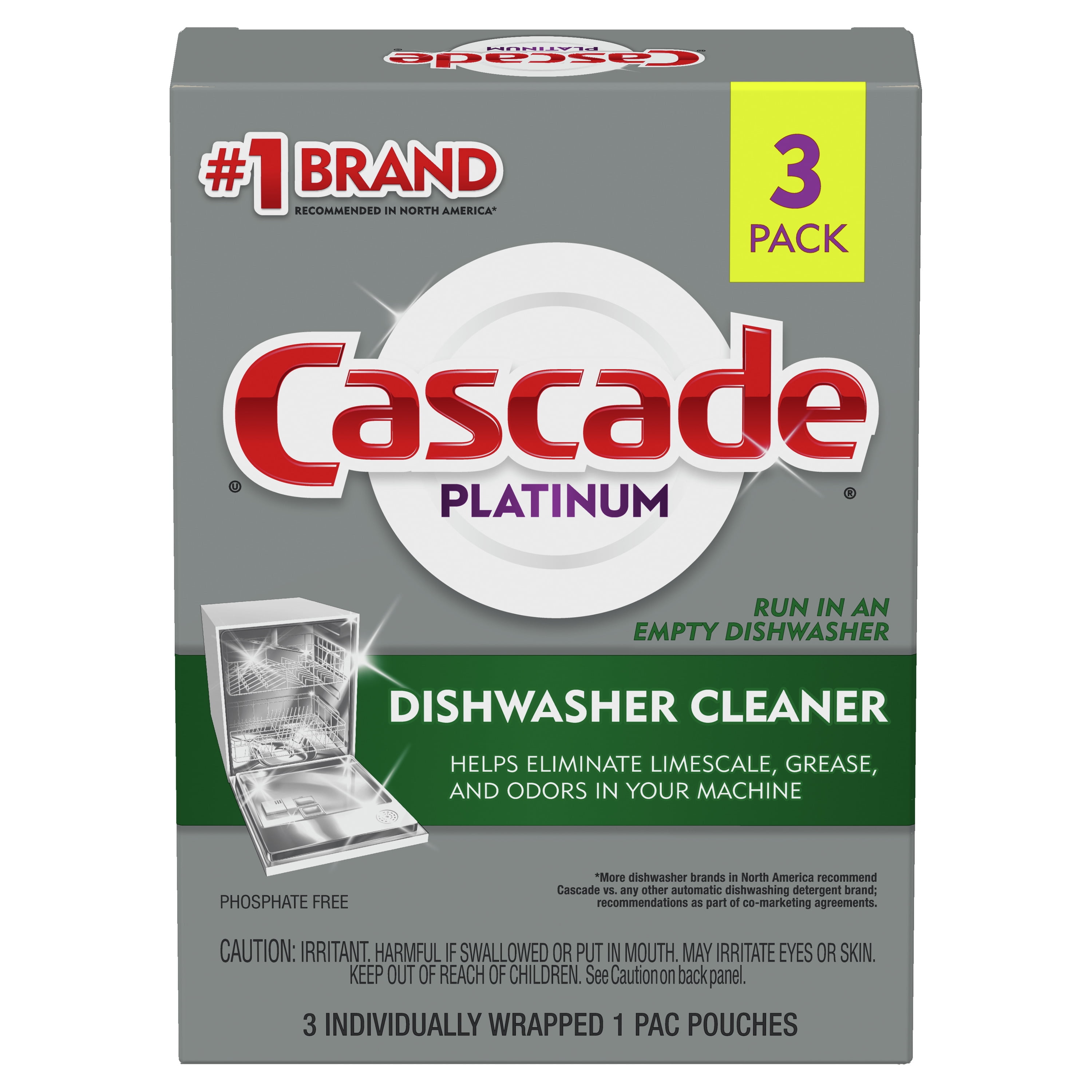 Cascade Platinum Dishwasher Cleaner, 3 Count