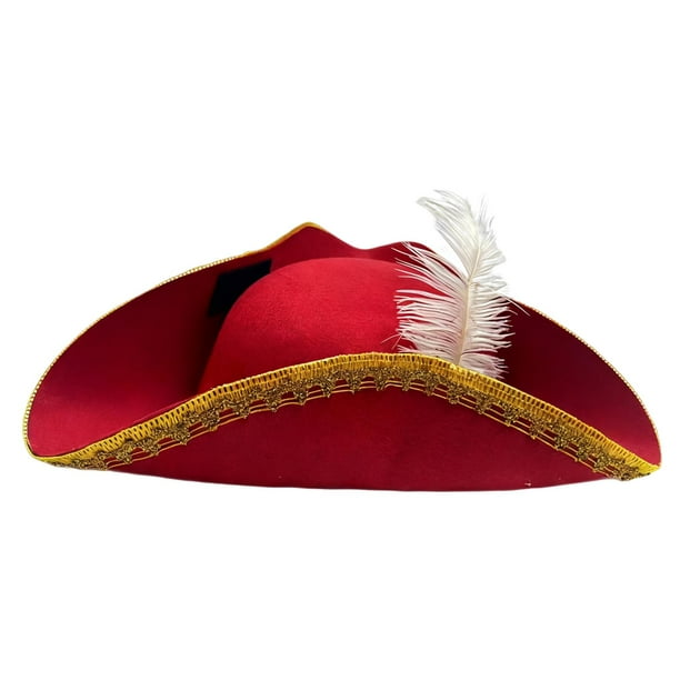 Sombrero de pirata para Halloween, disfraz elegante, regalo, tocado para fiesta temática pirata, sombrero de bucanero Rojo