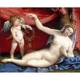 thumbnail image 2 of Lorenzo Lotto 18x15 Black Ornate Wood Framed Double Matted Museum Art Print Titled - Venus and Cupid (1520s), 2 of 5