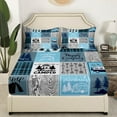 thumbnail image 3 of YST Kids Camper Bedding Set Twin Happy Camping Sheet Set Rv Bunk Accessories Bed Sheets For Travel Trailers,Blue Grey Rustic Buffalo Plaid Fitted Sheet + Flat Sheet + 1 Pillow Case, 3 of 5