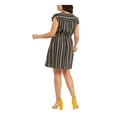 thumbnail image 2 of Monteau Womens Plus Striped Button-Front Fit & Flare Dress Green 2X, 2 of 2