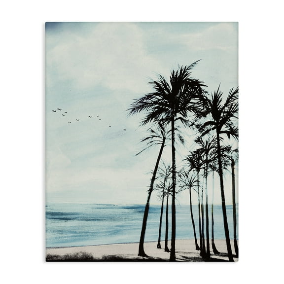 Stupell Industries Summer Beach Silhouette Coastal Painting Gallery Wrapped Canvas Art Print Wall Art, 16 x 20