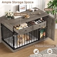 thumbnail image 5 of Homfa Dog Crate with Storage Cabinet and 2 Drawers, Indoor Furniture Style Wooden Large Dog Kennel, Wash Gray, 5 of 8