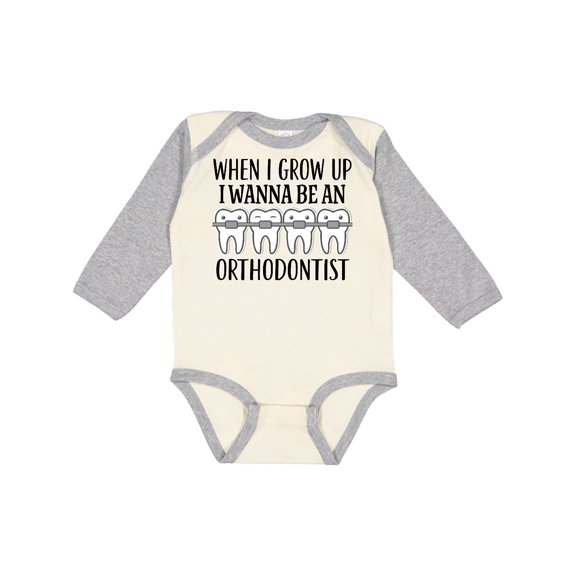 Inktastic Future Orthodontist Dental Care Gift Boys or Girls Long Sleeve Baby Bodysuit