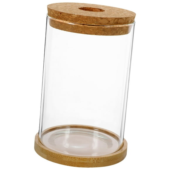 GAXIRE 1 Set Ecosystem Container Transparent Glass And Bamboo For Home Decoration And Plant Pot