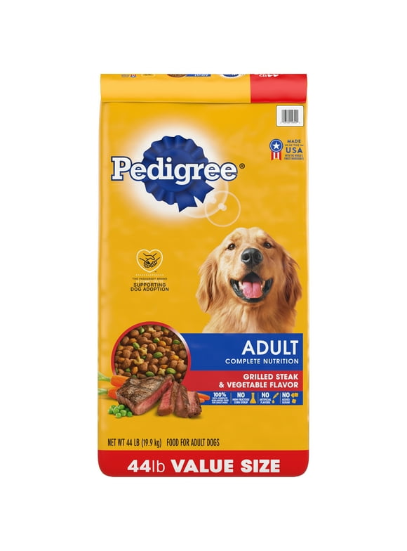 PEDIGREE Complete Nutrition Grilled Steak & Vegetable Dry Dog Food for Adult Dog, 44 lb Bag