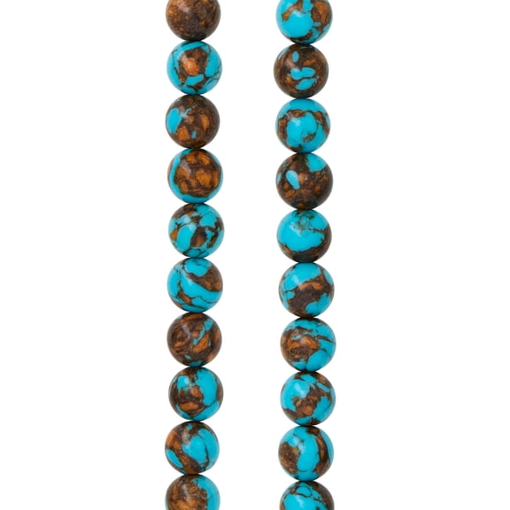 Bead Landing Turquoise Siderolite Round Beads, 8mm, 12 Pack