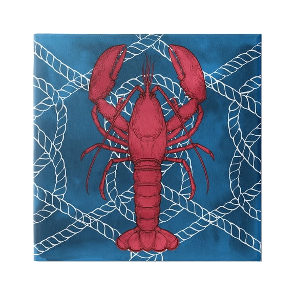 Stupell Industries Red Lobster Outline Rope Pattern Ocean Life Graphic Art Gallery Wrapped Canvas Print Wall Art, Design by Ziwei Li