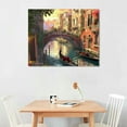 thumbnail image 2 of Chilfamy  Sunset in Venice Canvas Wall Art Print, Mediterranean Window View of Canal and Gondolas, Romantic European Scene Home Décor, Italy Artwork 16x12in, 2 of 6