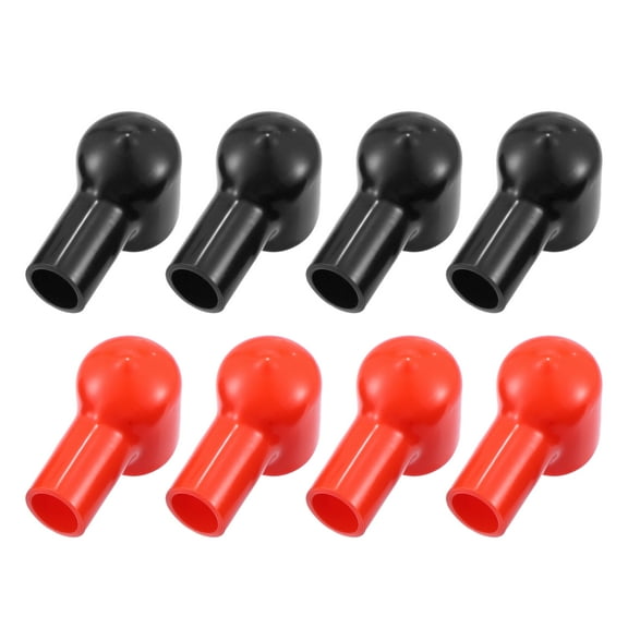 8 Pcs Pipe Shape Battery Terminal Covers Battery Terminal Boots Insulating for Cars Boat Black Red