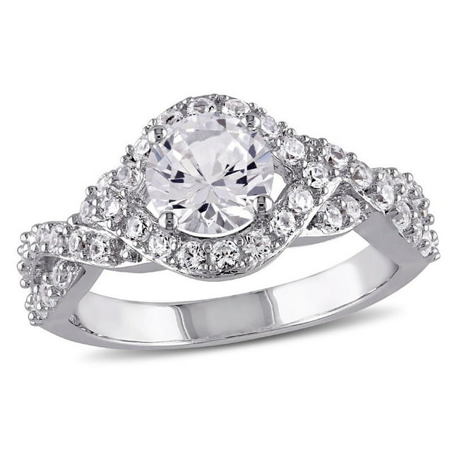 2.20 Carat (ctw) Lab-Created White Sapphire Crossover Ring in Sterling Silver
