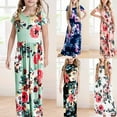 thumbnail image 4 of MEZZALL Kids Girls Short Sleeve Floral Print Loose Casual Long Maxi Dress With Pockets Dresses Stylish Baby Toddler Sundress, 4 of 4